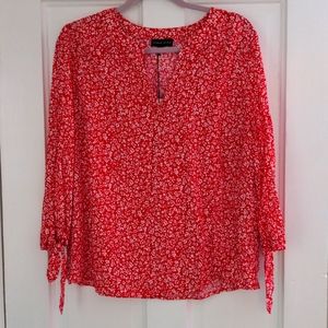Red Blouse with White Flowers - new with tags